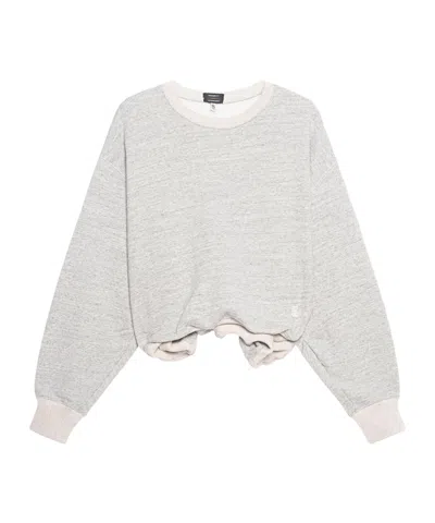R13 Oversize Balloon New York Crewneck Graphic Sweatshirt In White