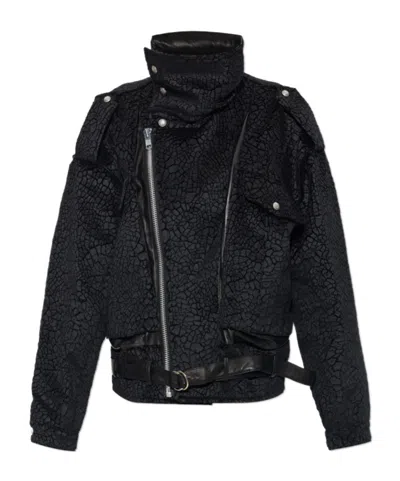 R13 Crackled-effect Belted Jacket In Multi