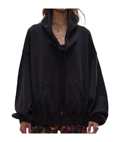 R13 Long-sleeved Funnel Neck Sweatshirt In Black