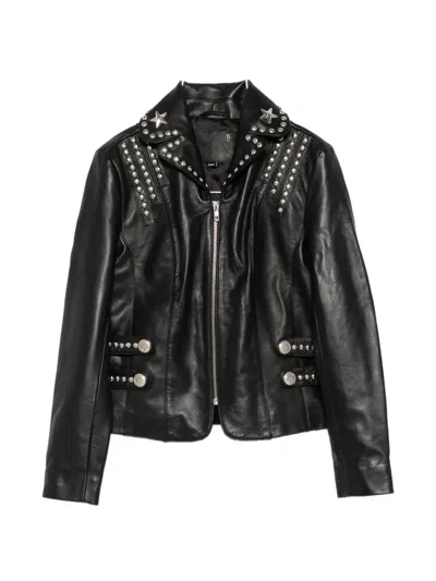 R13 Lou Stud-embellished Leather Jacket In Black