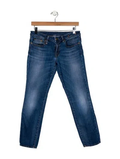 Pre-owned R13 Low-rise Straight Leg Jeans In Blue
