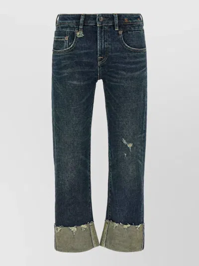 R13 Low-rise Straight-leg Turn-up Jeans In Blue