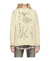 R13 Destroyed Pullover With Skeleton Print. In Nude