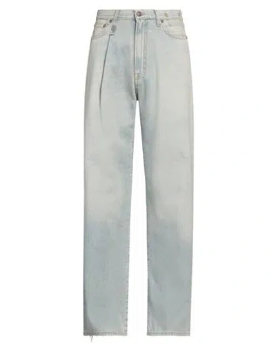 R13 Man Jeans Blue Size 33 Cotton, Cow Leather
