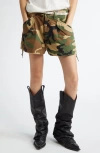R13 Marianne Camouflage Cargo Shorts In Gray