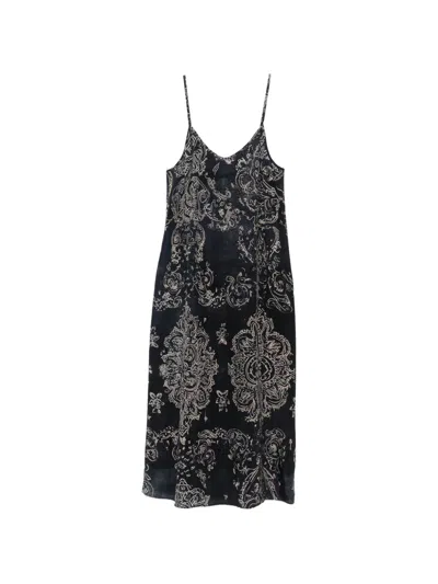 R13 Medallion-print Midi Dress In Black
