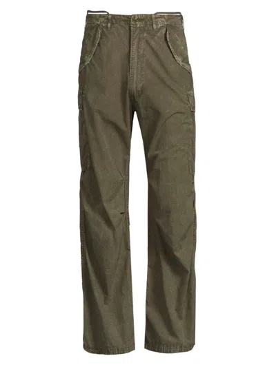 R13 Men's Cotton Wide-leg Cargo Trousers In Gd Olive