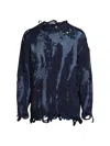 R13 MEN'S DISTRESSED COTTON OVERSIZED SWEATER
