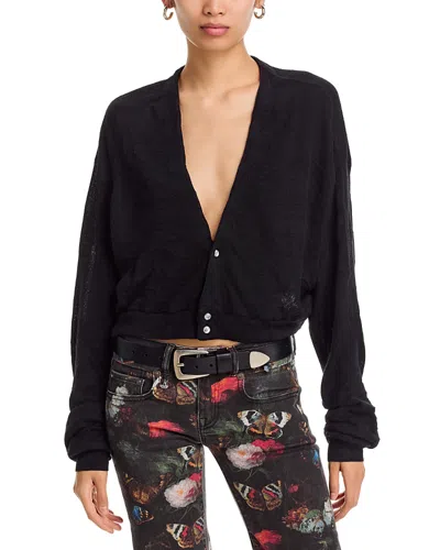 R13 Merino Wool Cropped Cardigan In Black