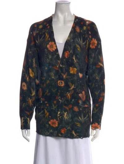 Pre-owned R13 Merino Wool Floral Print Sweater In Blue
