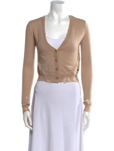 Pre-owned R13 Merino Wool V-neck Crop Top In Neutral