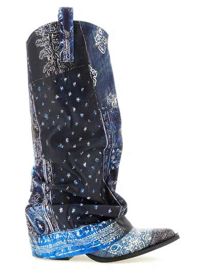 R13 Mid Cowboy Boots In Blue