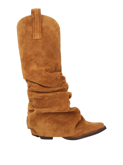 R13 Mid Cowboy Boots In Light Brown