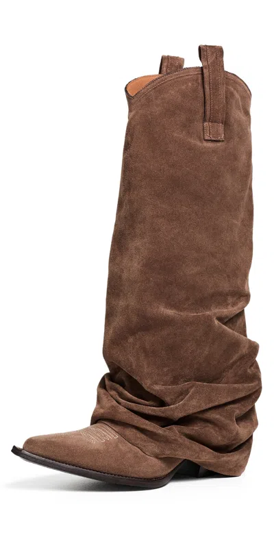 R13 Mid Cowboy Boots With Sleeve Brown