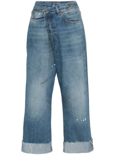 R13 Middle Waist Loose Cross Cut Jeans In Gray