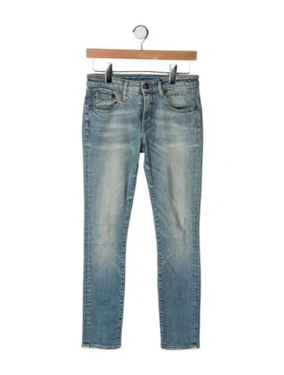 Pre-owned R13 Mid-rise Skinny Leg Jeans In Blue/green