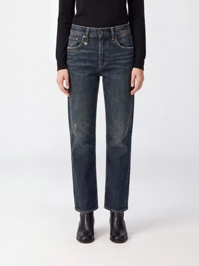 R13 Mid-rise Straight Five-pocket Jeans In Cotton Denim In Blue