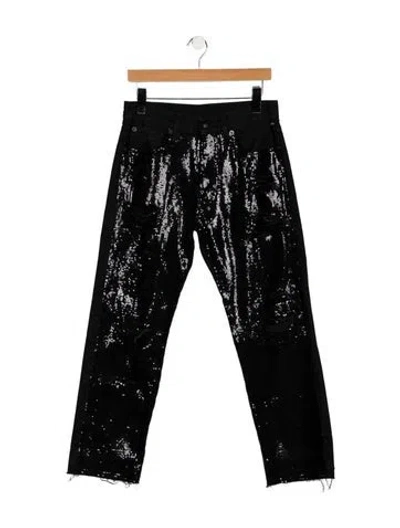 Pre-owned R13 Mid-rise Straight Leg Jeans In Black