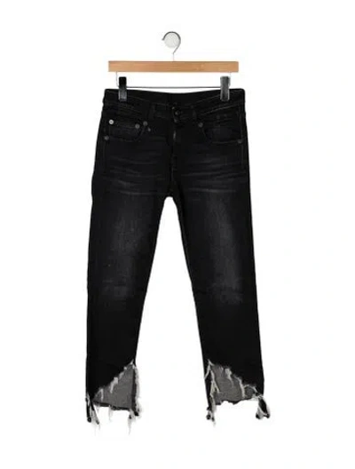 Pre-owned R13 Mid-rise Straight Leg Jeans In Black