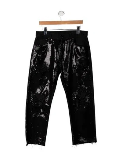 Pre-owned R13 Mid-rise Straight Leg Jeans In Black/metallic