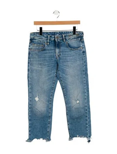 Pre-owned R13 Mid-rise Straight Leg Jeans In Blue
