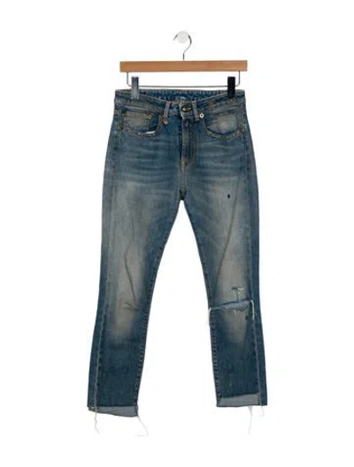 Pre-owned R13 Mid-rise Straight Leg Jeans In Blue