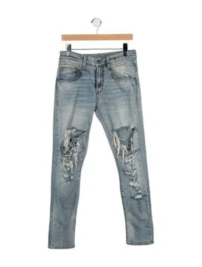 Pre-owned R13 Mid-rise Straight Leg Jeans In Blue