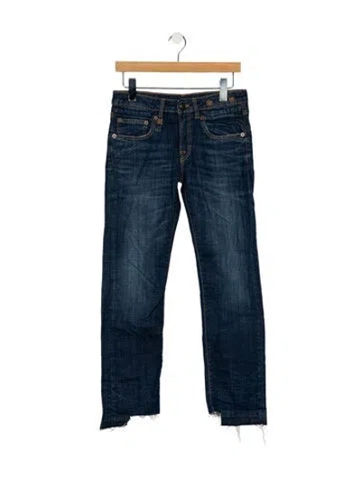 Pre-owned R13 Mid-rise Straight Leg Jeans In Blue