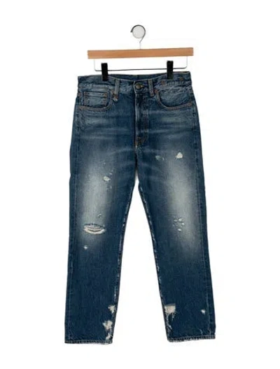 Pre-owned R13 Mid-rise Straight Leg Jeans In Blue