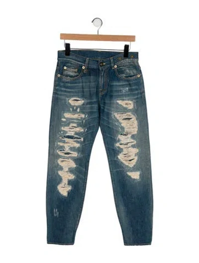 Pre-owned R13 Mid-rise Straight Leg Jeans In Blue