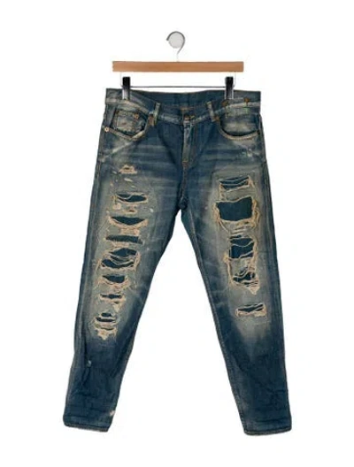 Pre-owned R13 Mid-rise Straight Leg Jeans In Blue