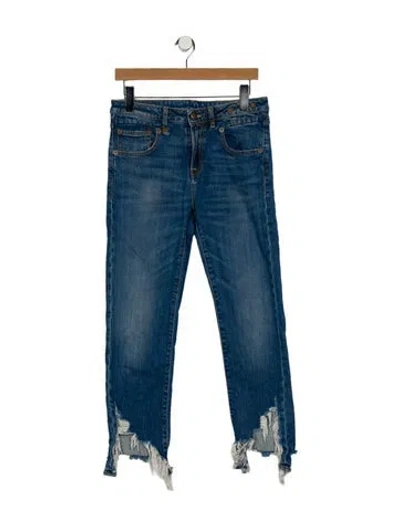 Pre-owned R13 Mid-rise Straight Leg Jeans In Blue