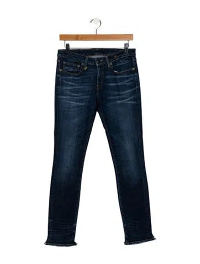 Pre-owned R13 Mid-rise Straight Leg Jeans In Blue