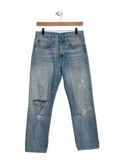 Pre-owned R13 Mid-rise Straight Leg Jeans In Blue