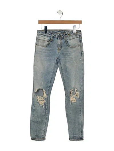 Pre-owned R13 Mid-rise Straight Leg Jeans In Blue