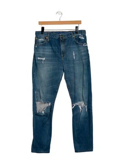 Pre-owned R13 Mid-rise Straight Leg Jeans In Blue