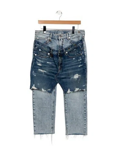 Pre-owned R13 Mid-rise Straight Leg Jeans In Blue