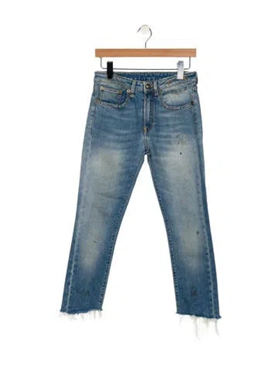 Pre-owned R13 Mid-rise Straight Leg Jeans In Blue