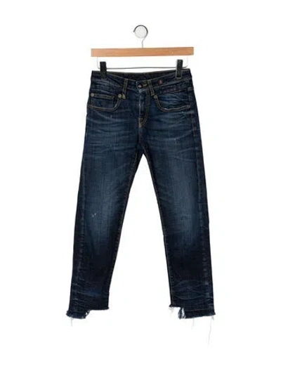 Pre-owned R13 Mid-rise Straight Leg Jeans In Blue