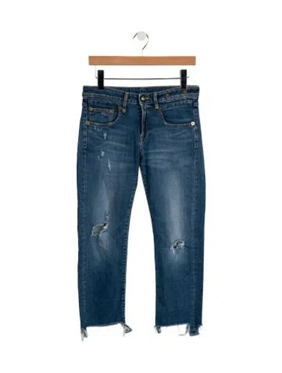 Pre-owned R13 Mid-rise Straight Leg Jeans In Blue