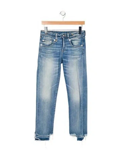 Pre-owned R13 Mid-rise Straight Leg Jeans In Blue