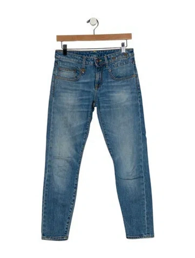 Pre-owned R13 Mid-rise Straight Leg Jeans In Blue
