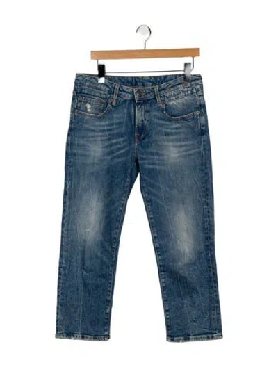 Pre-owned R13 Mid-rise Straight Leg Jeans In Blue