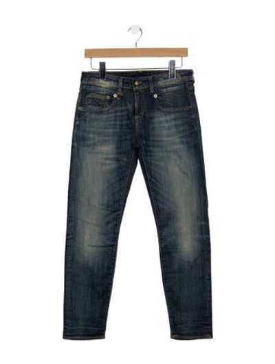 Pre-owned R13 Mid-rise Straight Leg Jeans In Blue