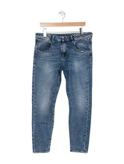 Pre-owned R13 Mid-rise Straight Leg Jeans In Blue