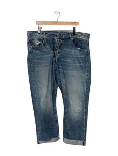 Pre-owned R13 Mid-rise Straight Leg Jeans In Blue