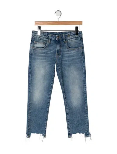 Pre-owned R13 Mid-rise Straight Leg Jeans In Blue
