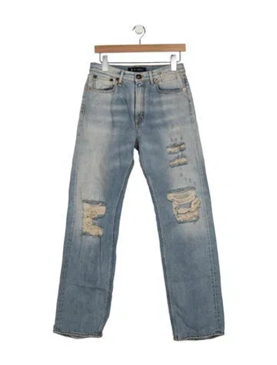 Pre-owned R13 Mid-rise Straight Leg Jeans In Blue