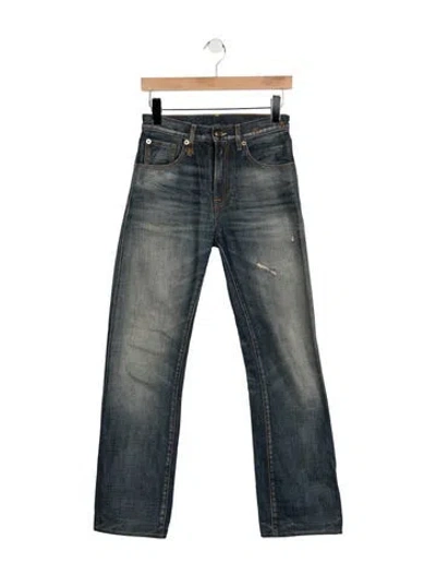 Pre-owned R13 Mid-rise Straight Leg Jeans In Blue