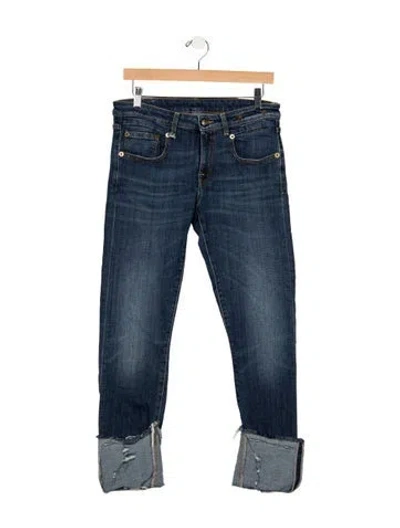 Pre-owned R13 Mid-rise Straight Leg Jeans In Blue